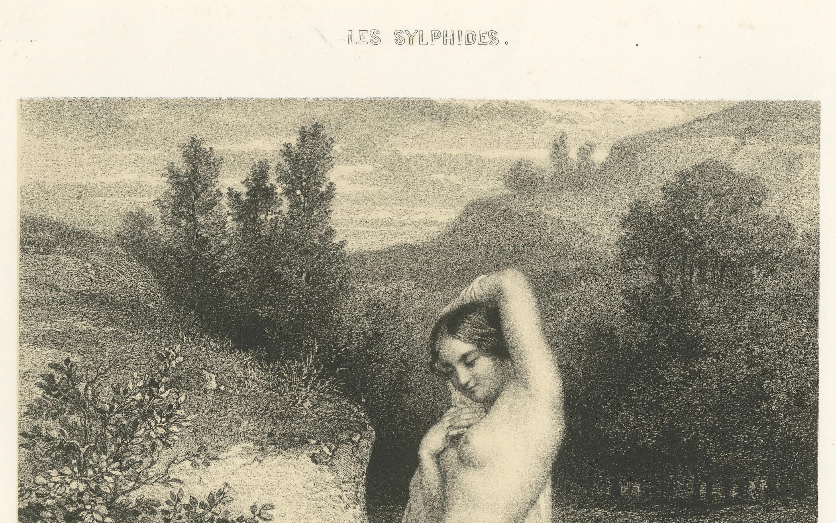 Les Sylphides - Litografía Desnudo Romántico, Étude de la Nature, París circa 1840 Francés en venta
