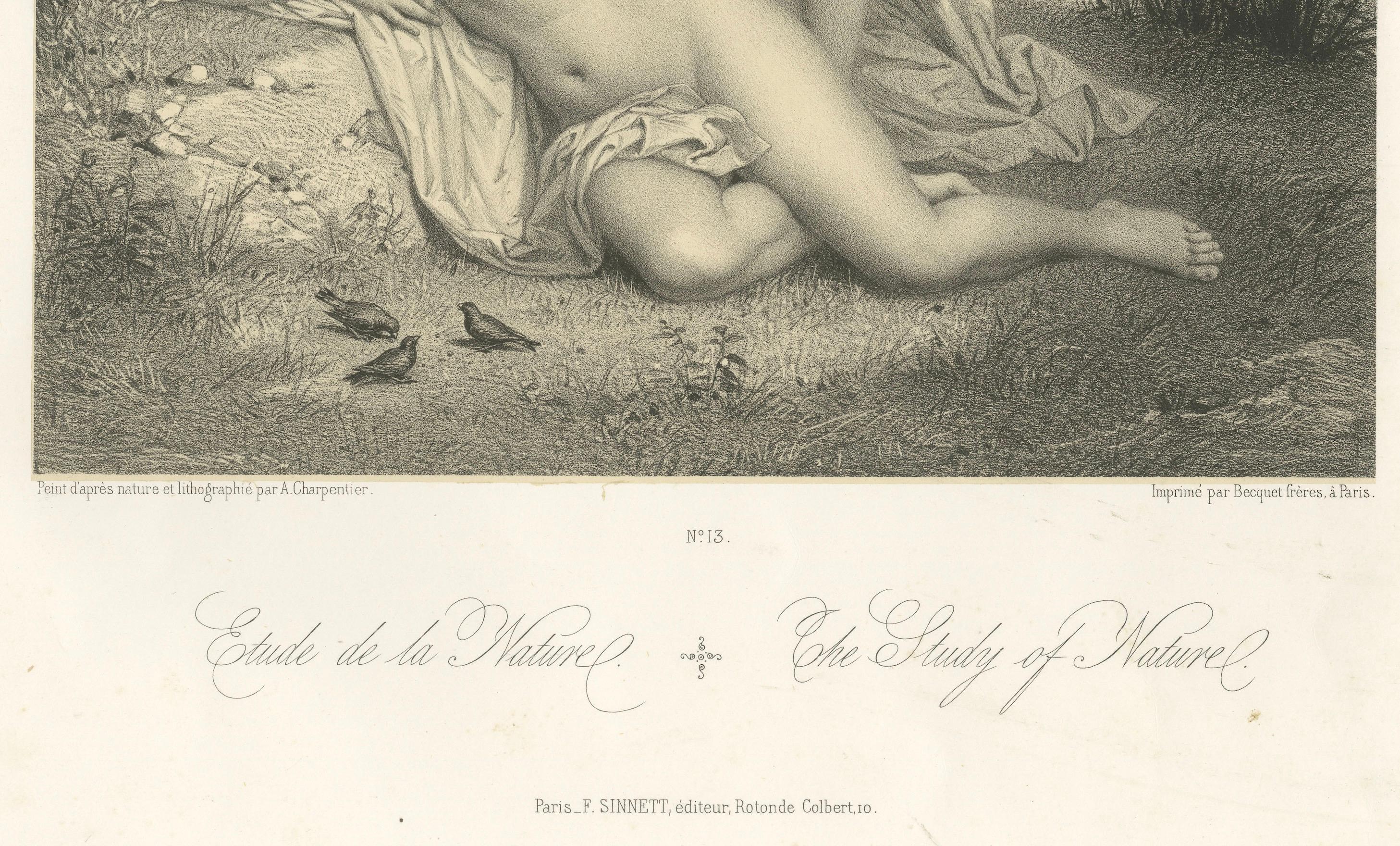 Les Sylphides - Litografía Desnudo Romántico, Étude de la Nature, París circa 1840 en Bueno estado para la venta en Langweer, NL