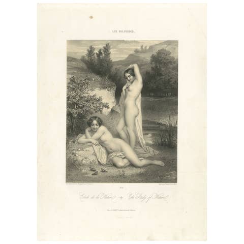 Les Sylphides – Romantic Nude Lithograph, Étude de la Nature, Paris circa 1840
