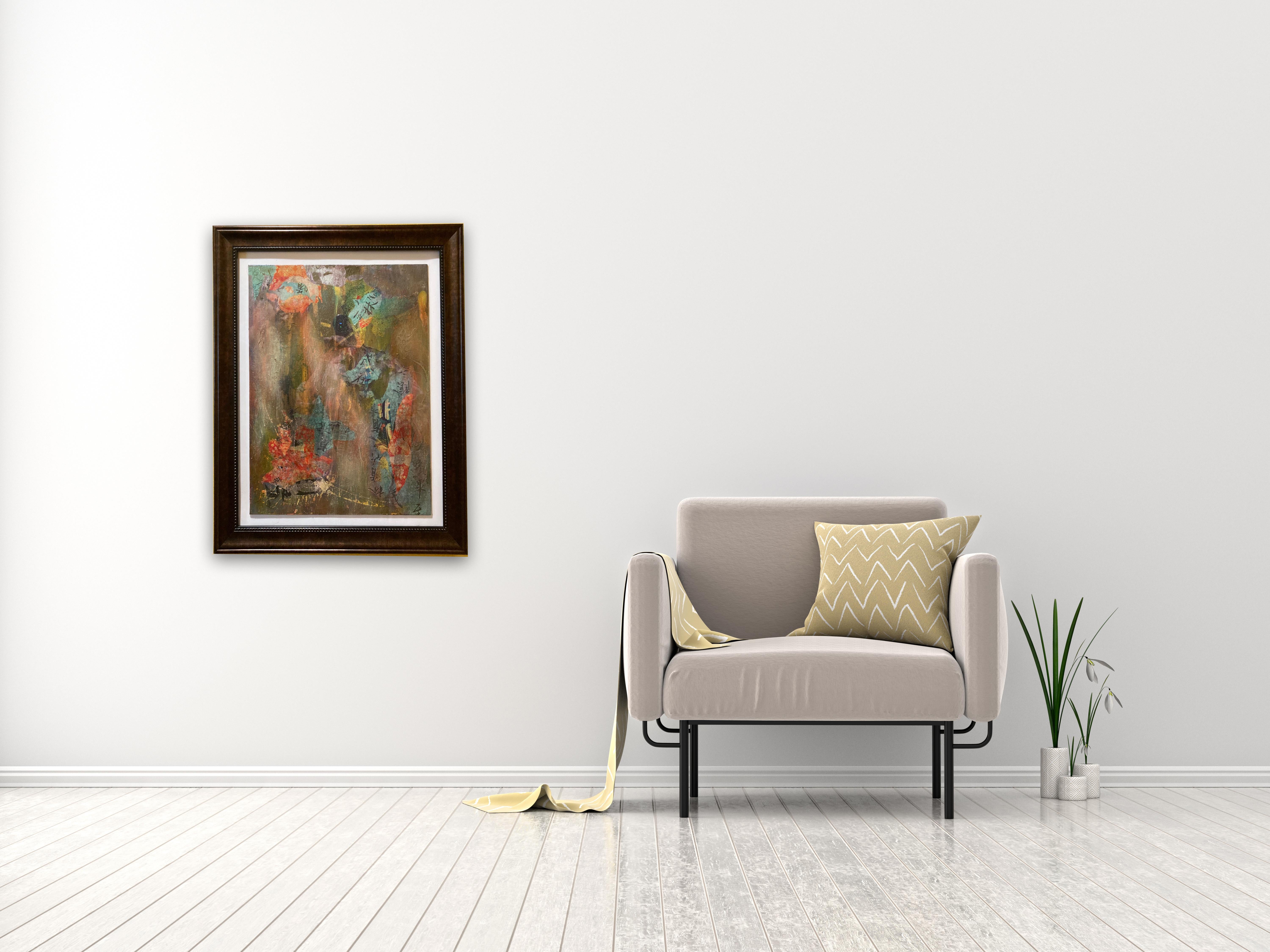 Ancienne peinture abstraite technique mixte - Les Taylor en vente 1