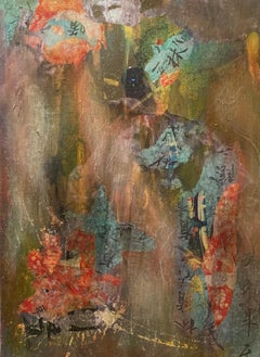 Ancienne peinture abstraite technique mixte - Les Taylor