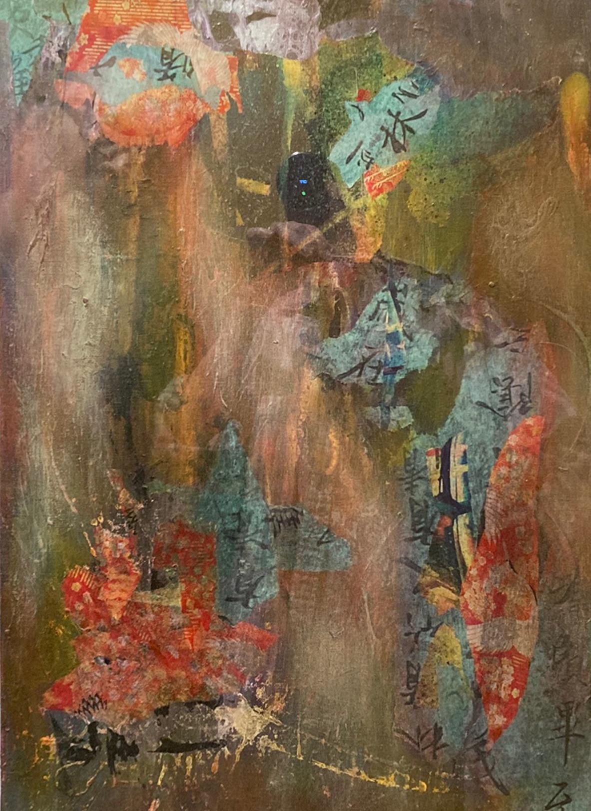 Ancienne peinture abstraite technique mixte - Les Taylor