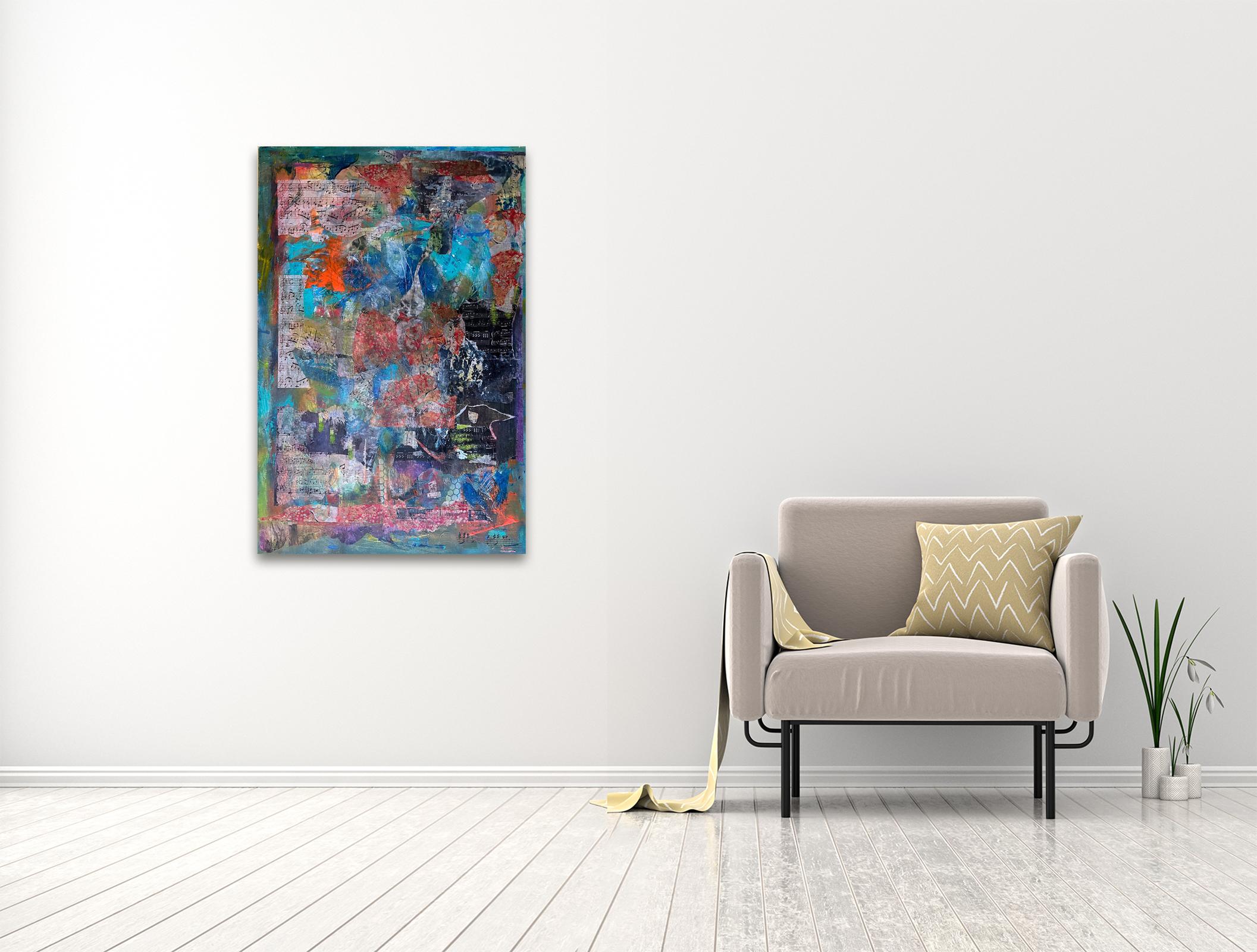 Magical Musical Tour - Abstract Mixed Media Painting - Les Taylor For Sale 1