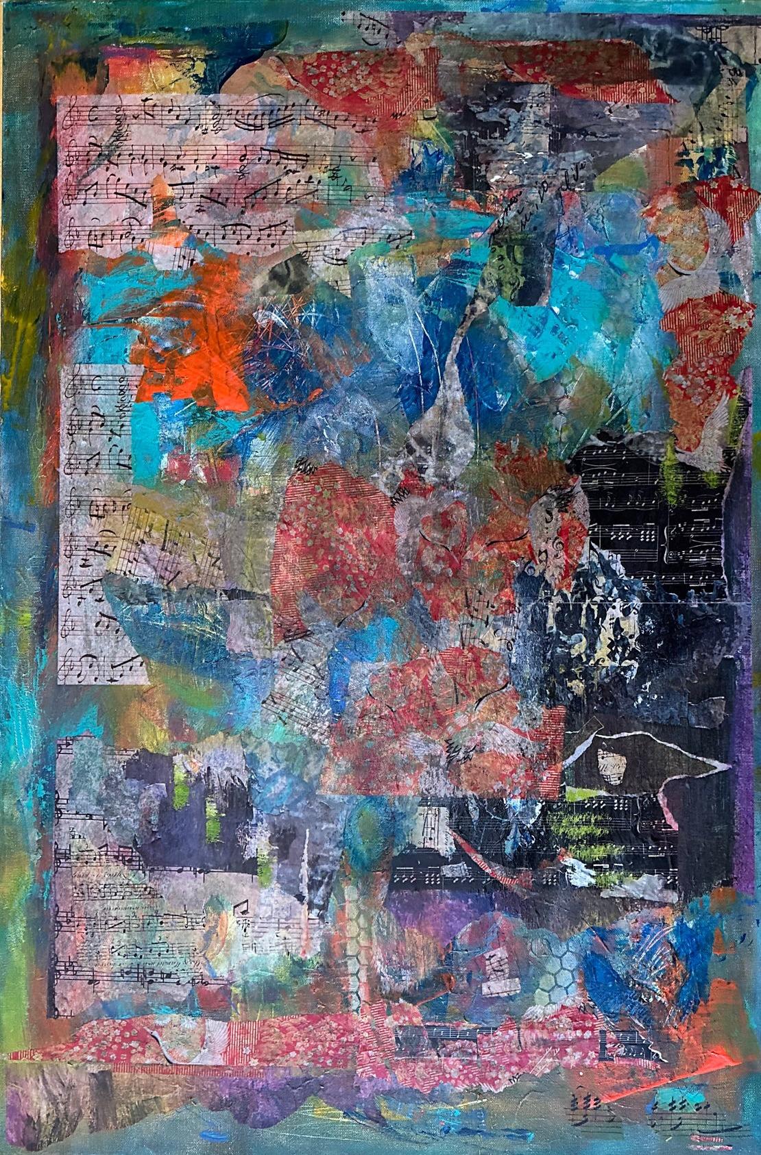 Tour musical magique - Peinture abstraite technique mixte - Les Taylor