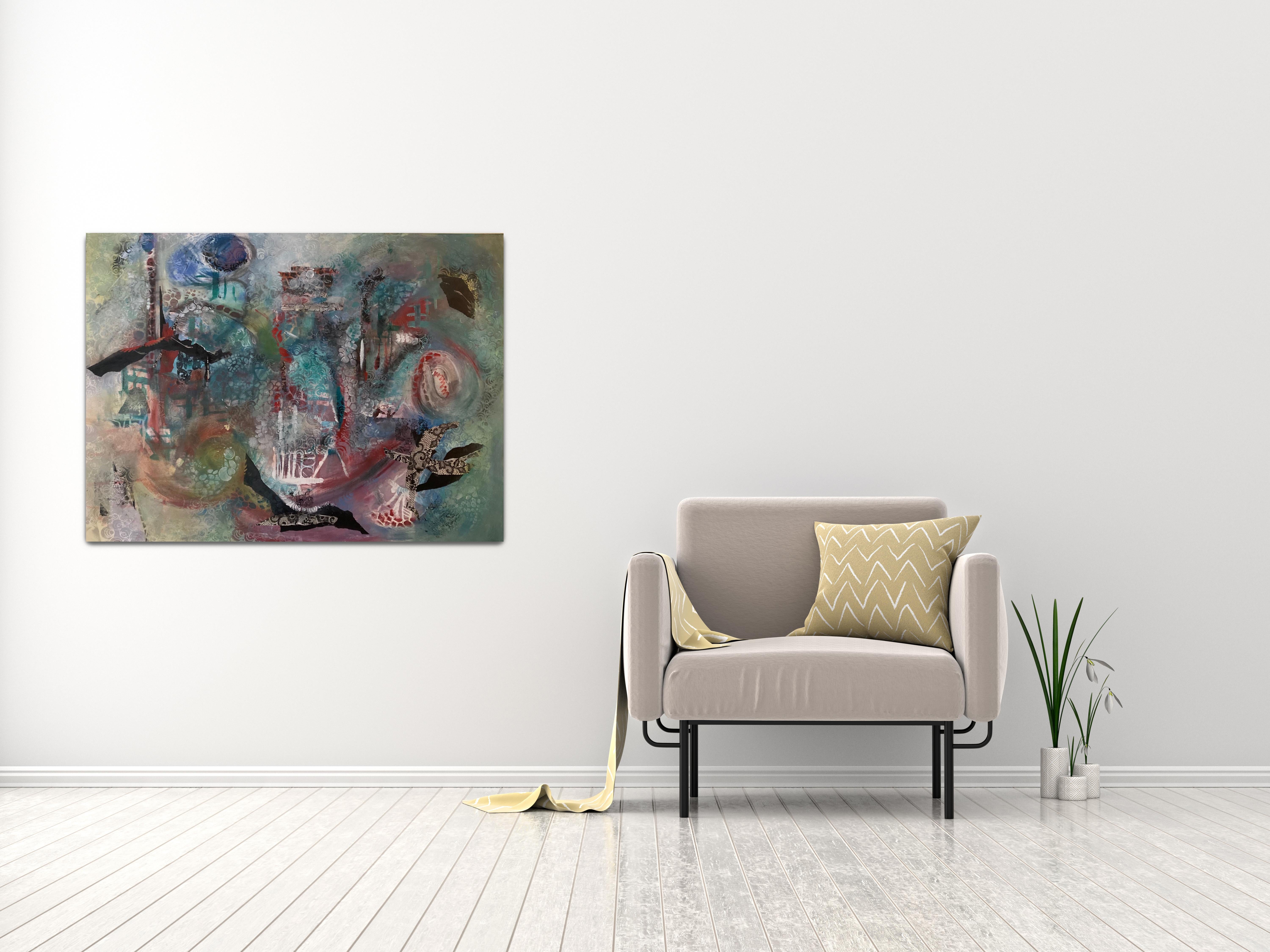 Temple of the Gods - Abstract Mixed Media Painting - Les Taylor For Sale 1