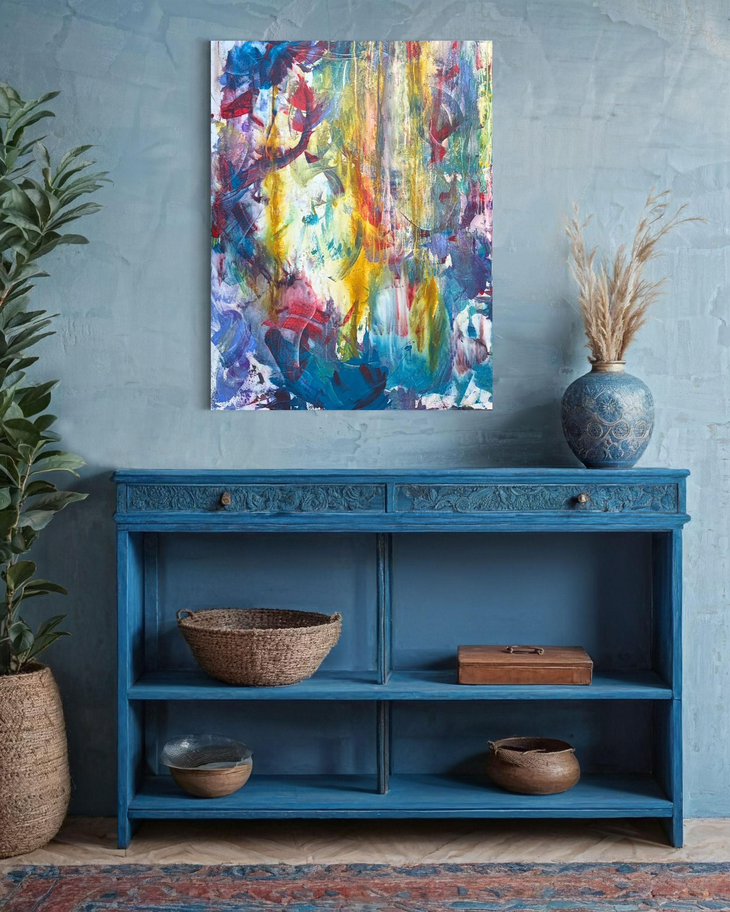 Tropical Showers - Abstrakte Malerei von Les Taylor im Angebot 2