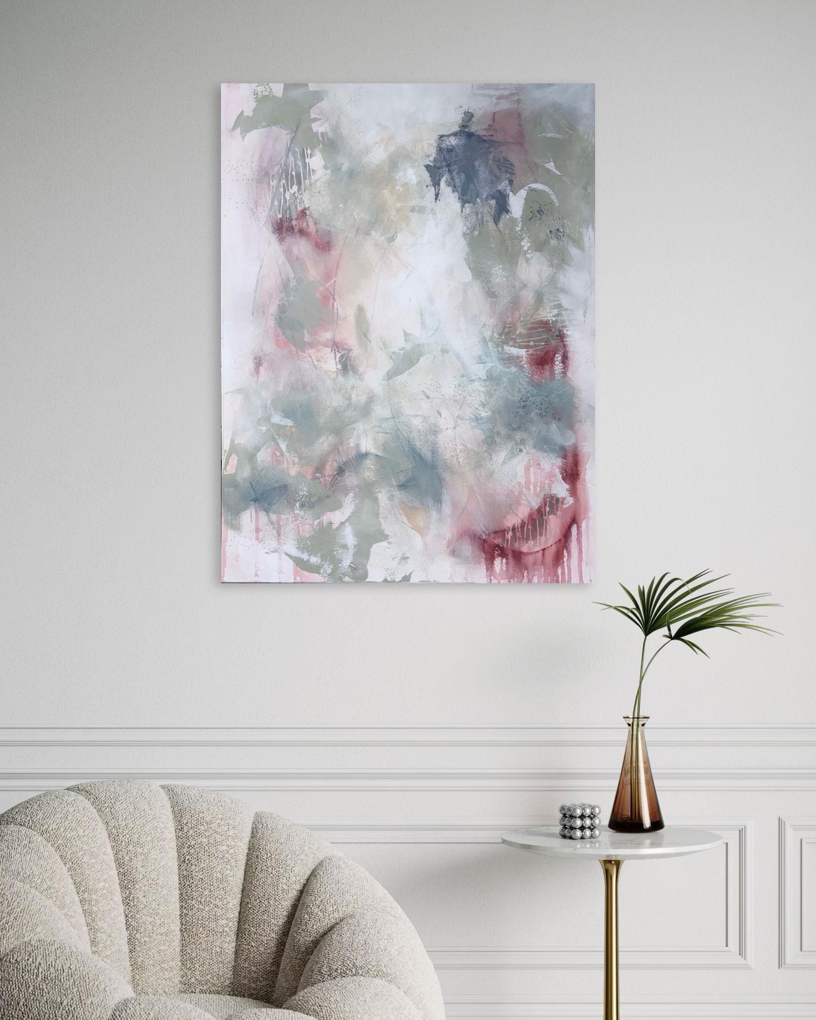 Whispering Garden - Helle abstrakte Malerei von Les Taylor im Angebot 3