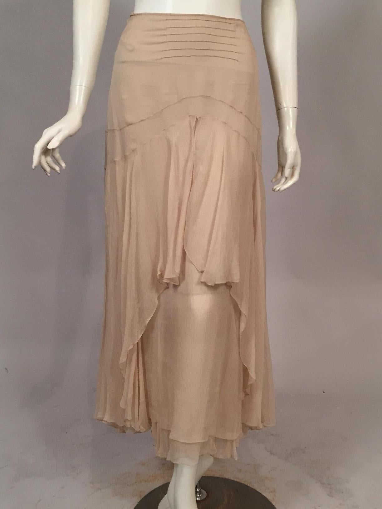 Lesage Beaded Embroidered Silk Vest Bias Chiffon Skirt by Maggie Norris Couture For Sale 7