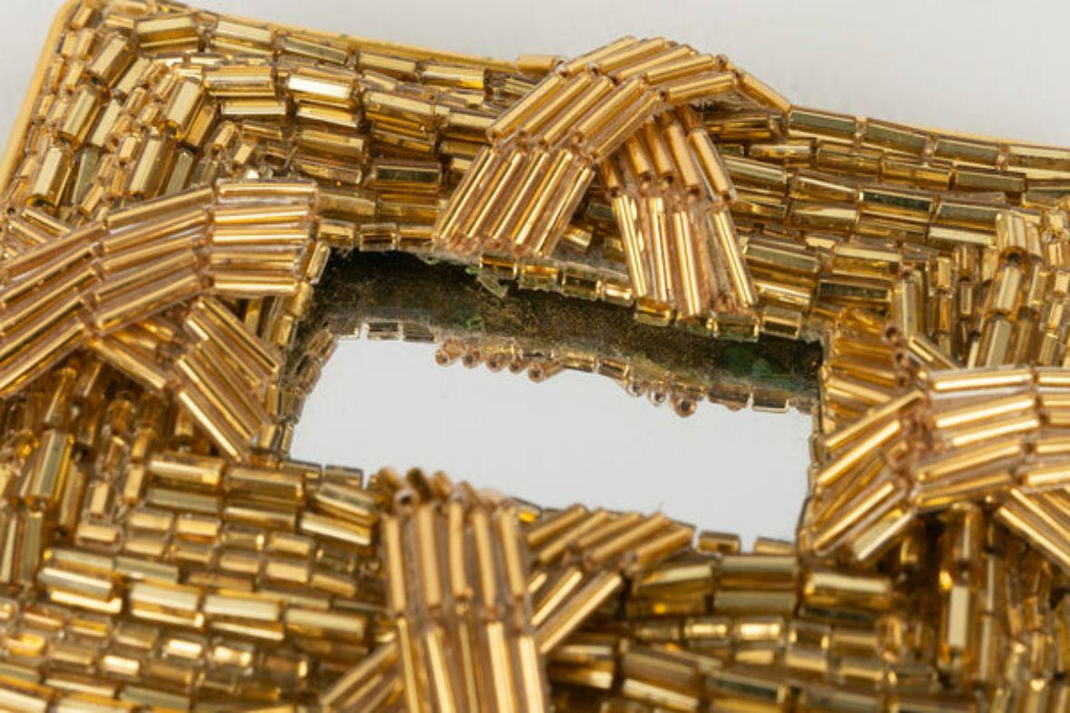 Goldene Brosche aus Perlen und Spiegeln von Lesage im Zustand „Hervorragend“ im Angebot in SAINT-OUEN-SUR-SEINE, FR