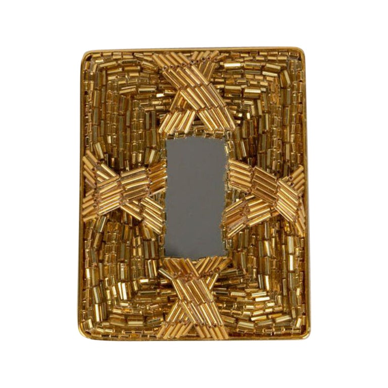 Broche dorado Lesage de perlas y espejo en venta