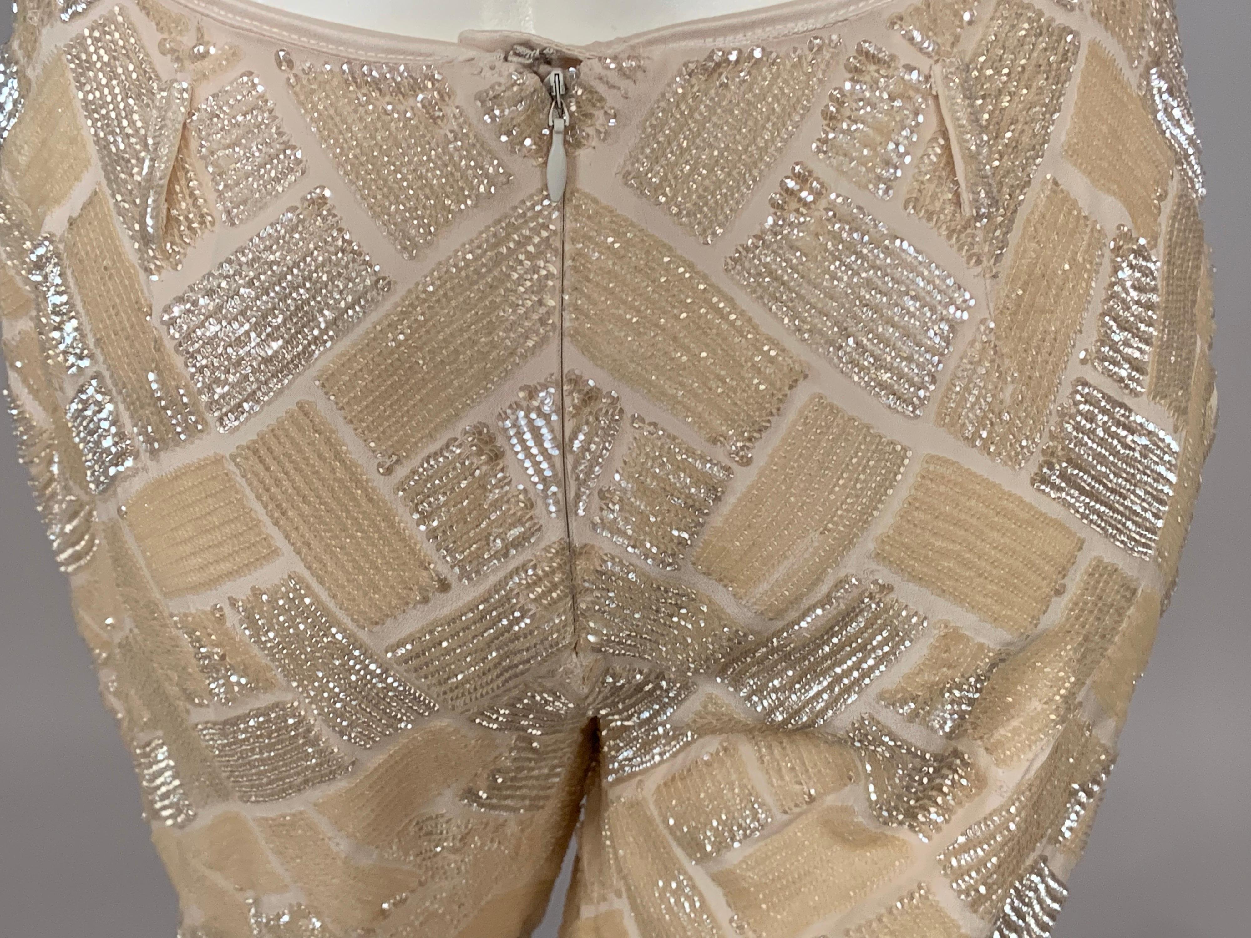 Lesage, Paris Hand Beaded Cream Silk Pants Designed by Maggie Norris Couture For Sale 8