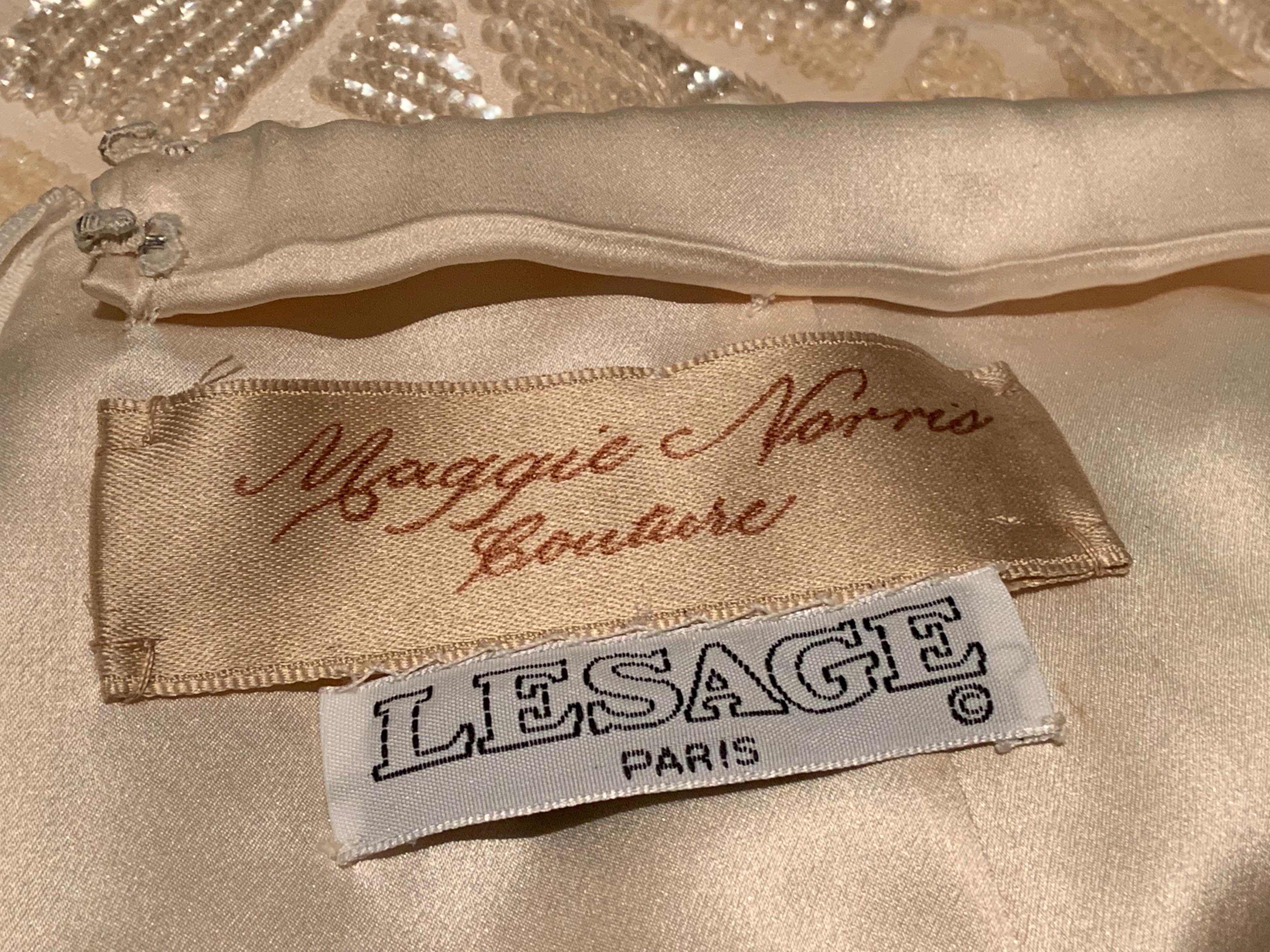 Lesage, Paris Hand Beaded Cream Silk Pants Designed by Maggie Norris Couture For Sale 14