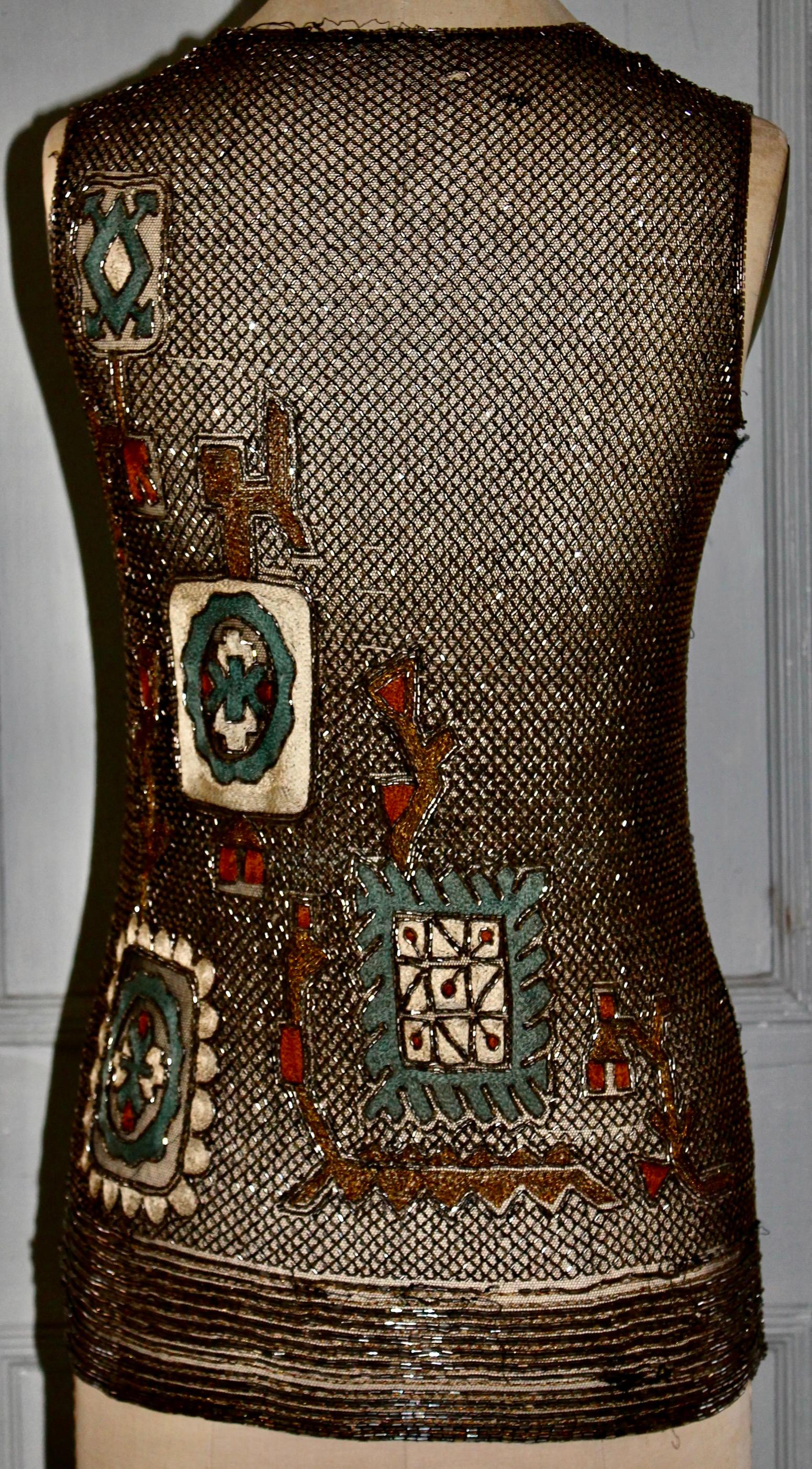 Lesage Style Art Deco Beaded Embroidered Vest For Sale 5