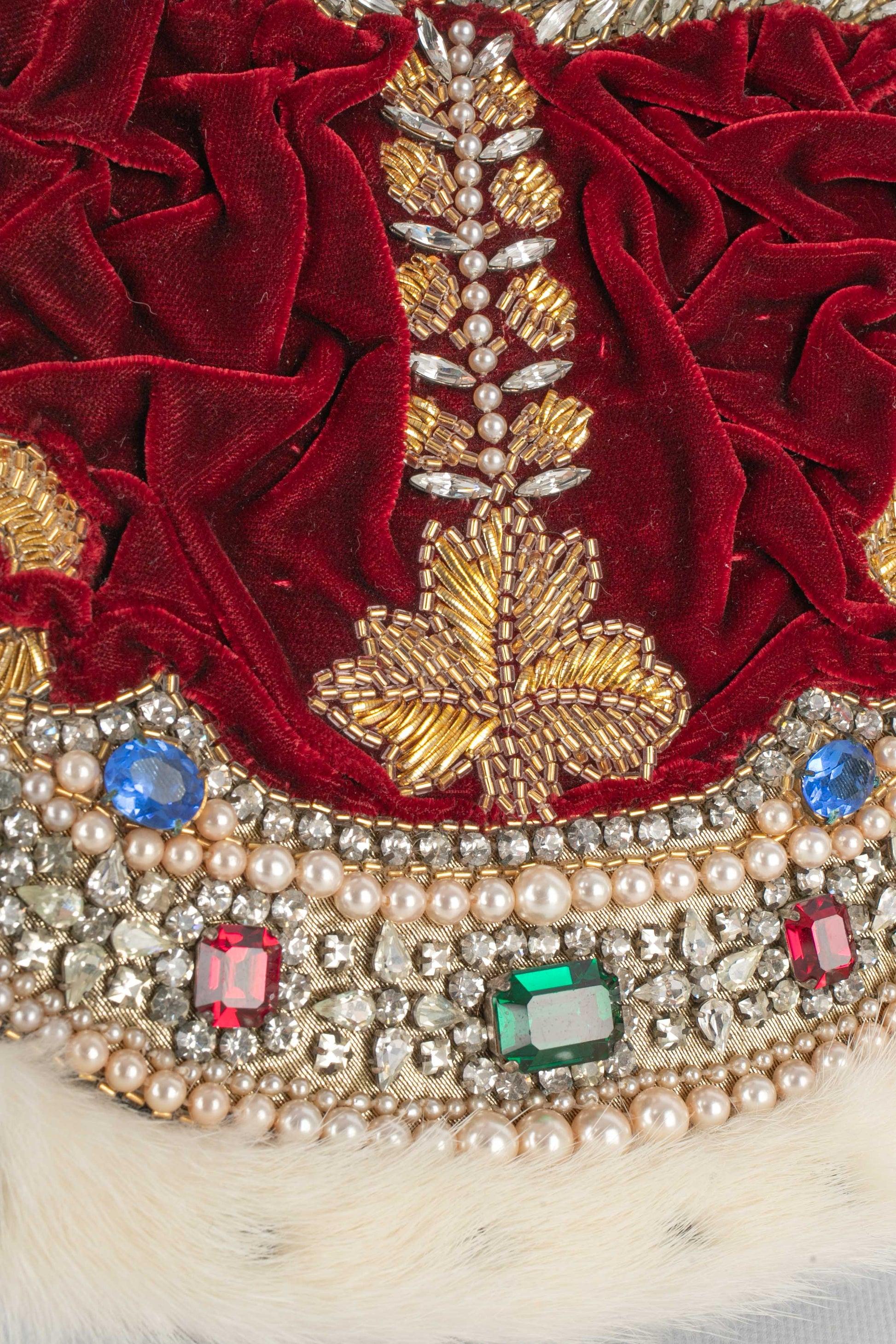 Lesage Velvet 'Crown' Evening Bag For Sale 5