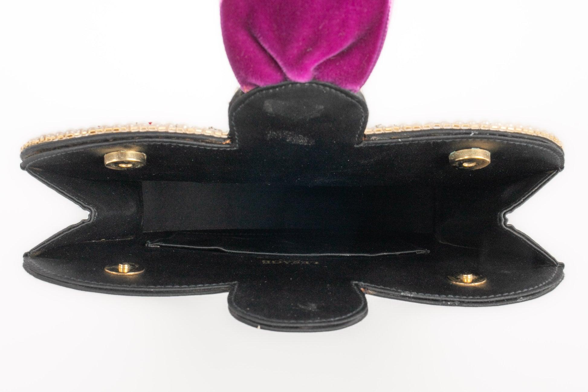 Lesage Velvet 'Crown' Evening Bag For Sale 6