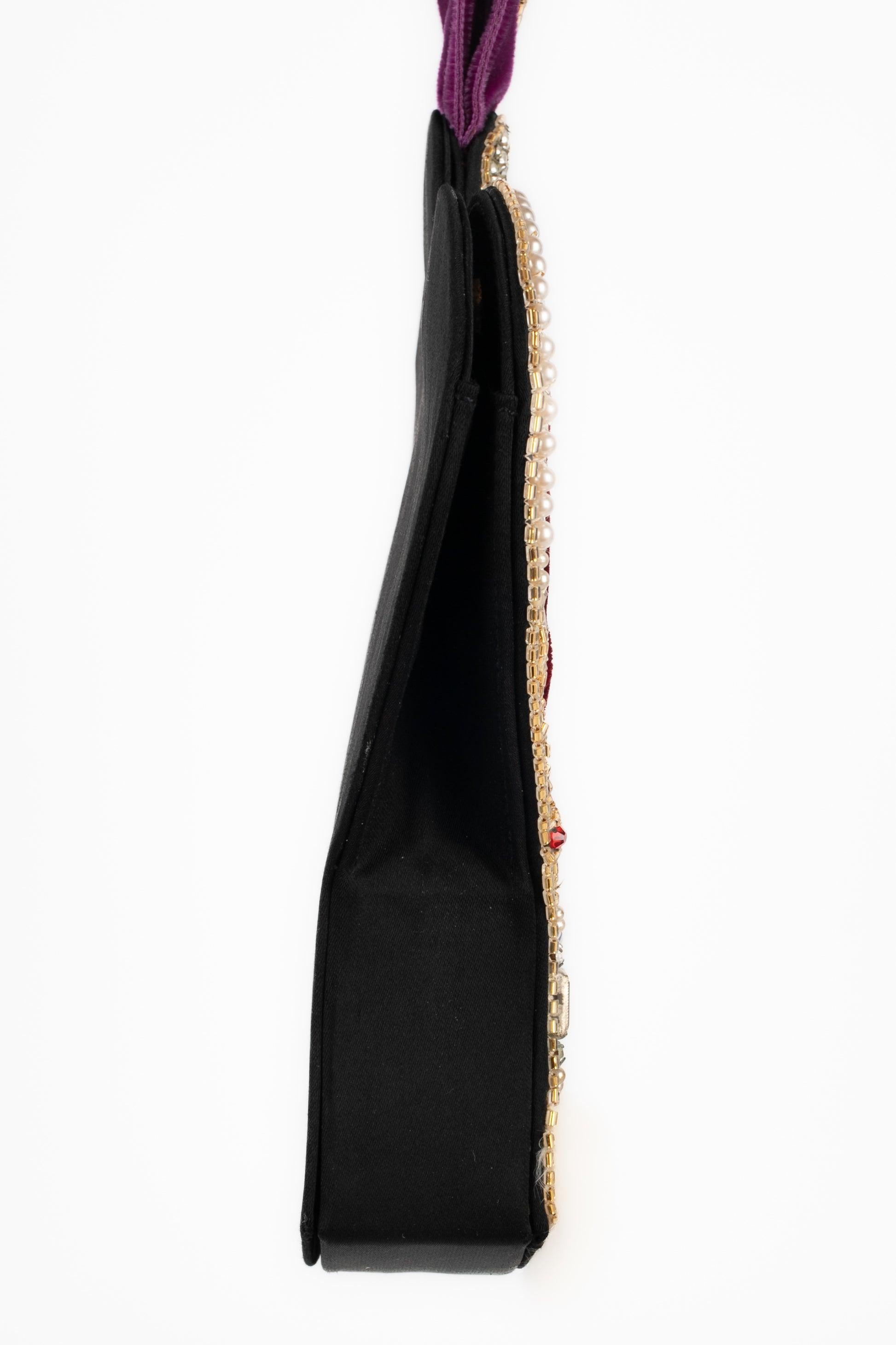 Brown Lesage Velvet 'Crown' Evening Bag For Sale