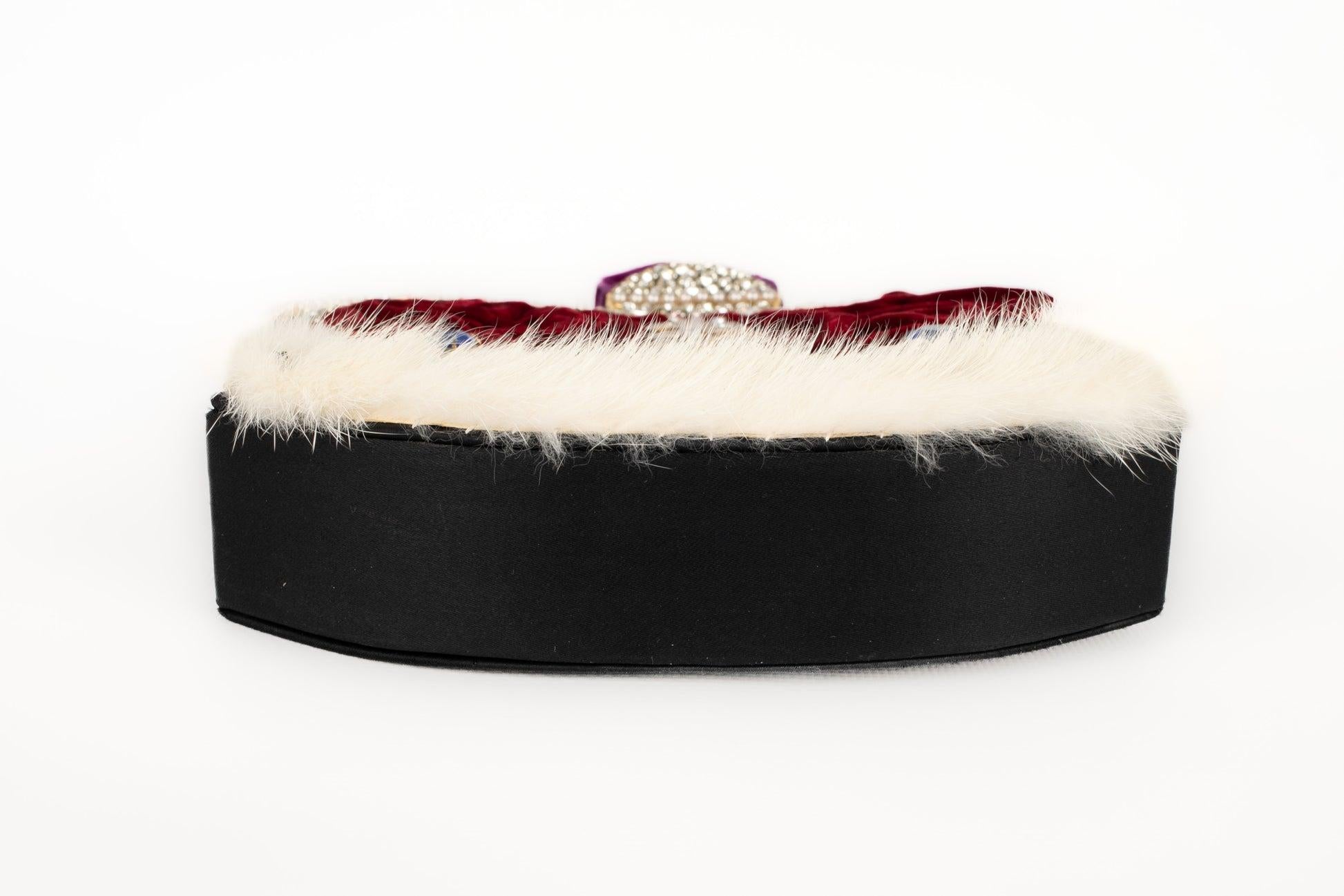 Lesage Velvet 'Crown' Evening Bag For Sale 1