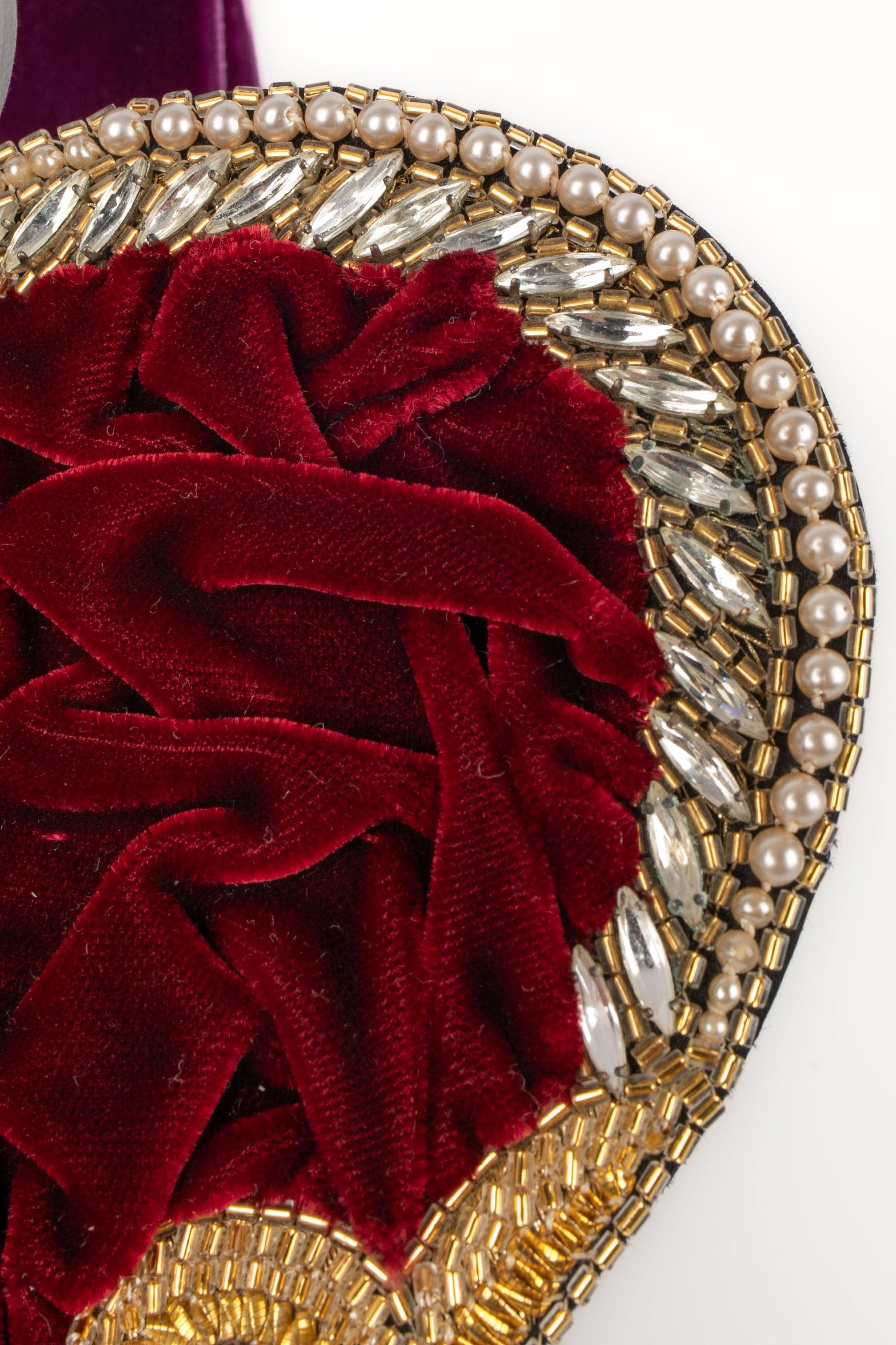 Lesage Velvet 'Crown' Evening Bag For Sale 3