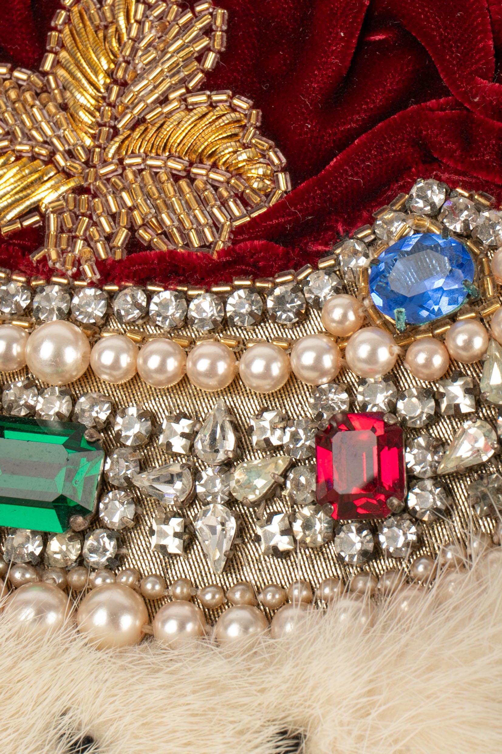 Lesage Velvet 'Crown' Evening Bag For Sale 4