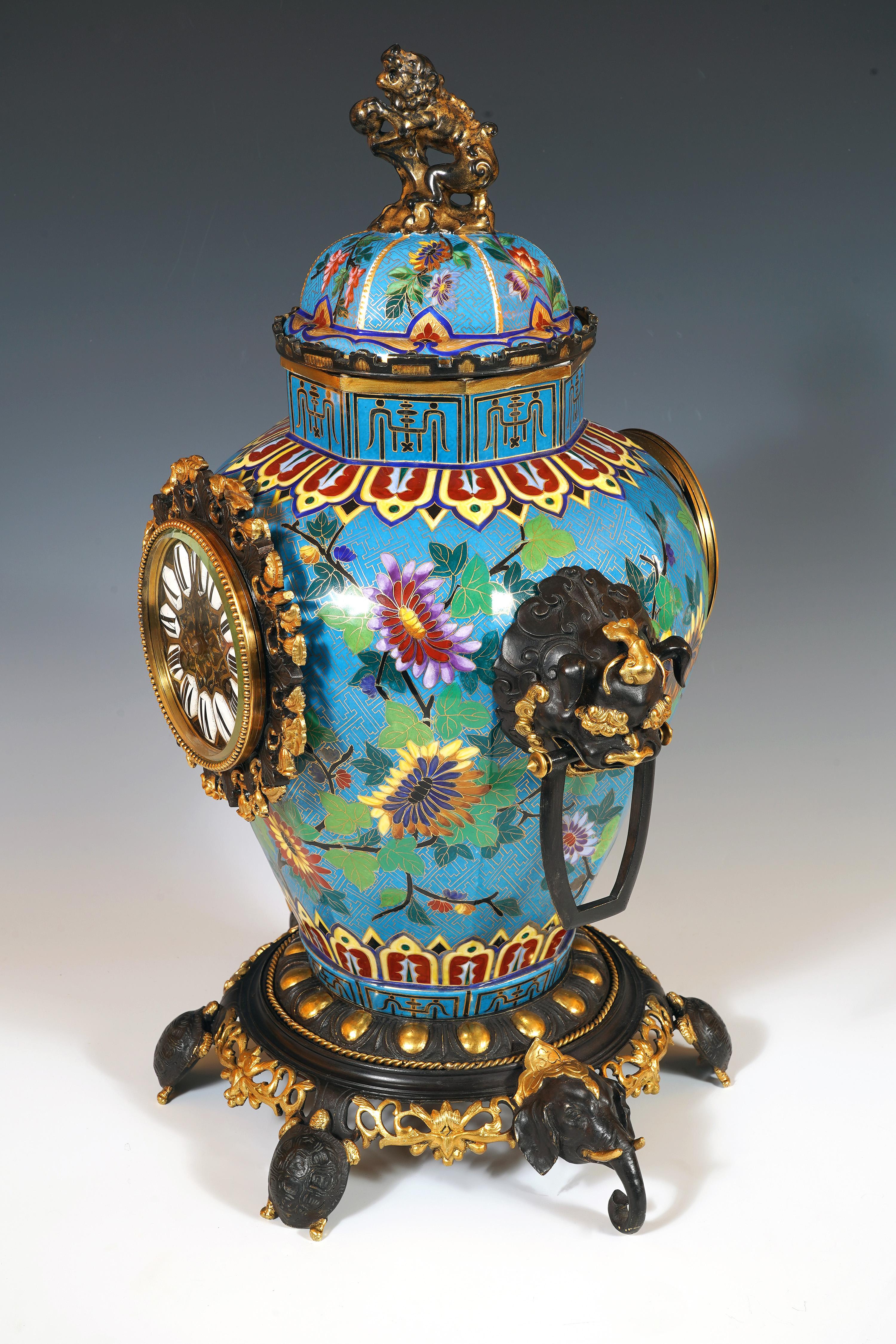 Chinoiserie L'Escalier de Cristal, Oriental Clock, France, circa 1890 For Sale