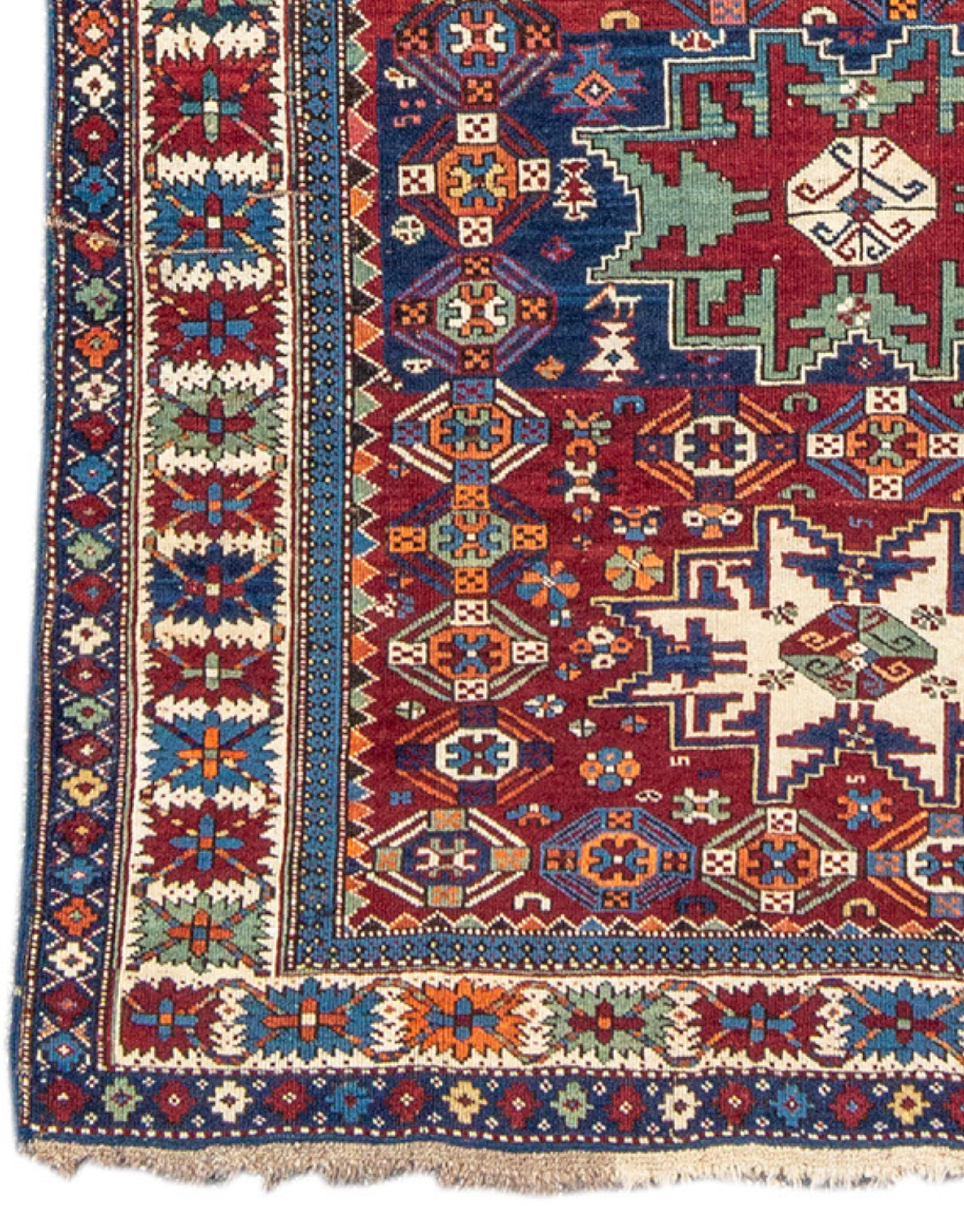 Hand-Knotted Lesghi Kuba Runner Rug, Late 19th century For Sale