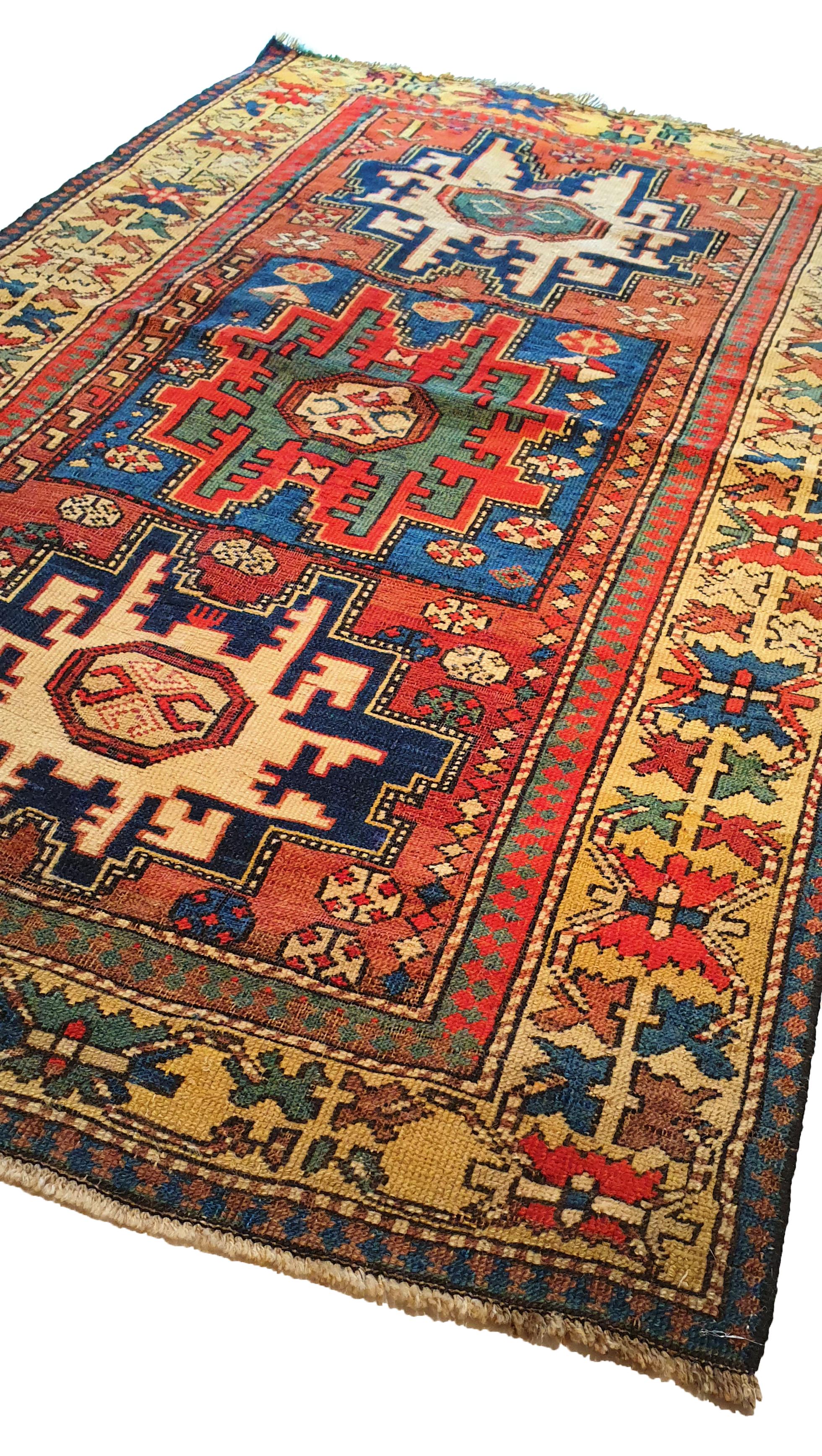 Russian 636 - Lesghi Rug from Russia . 19th Century For Sale