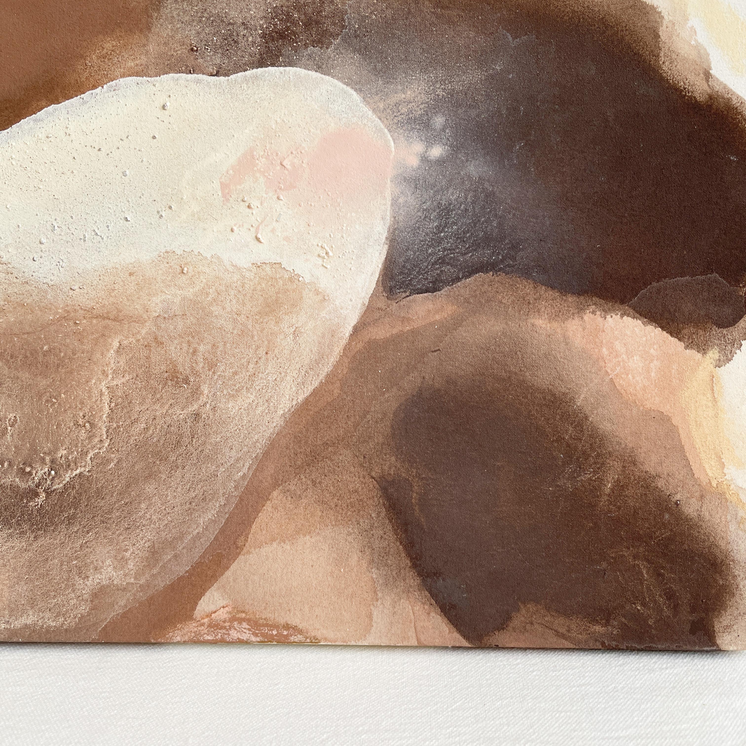 quadriptyque « Beige feeling » abstrait, beige, toile brute, café en vente 2