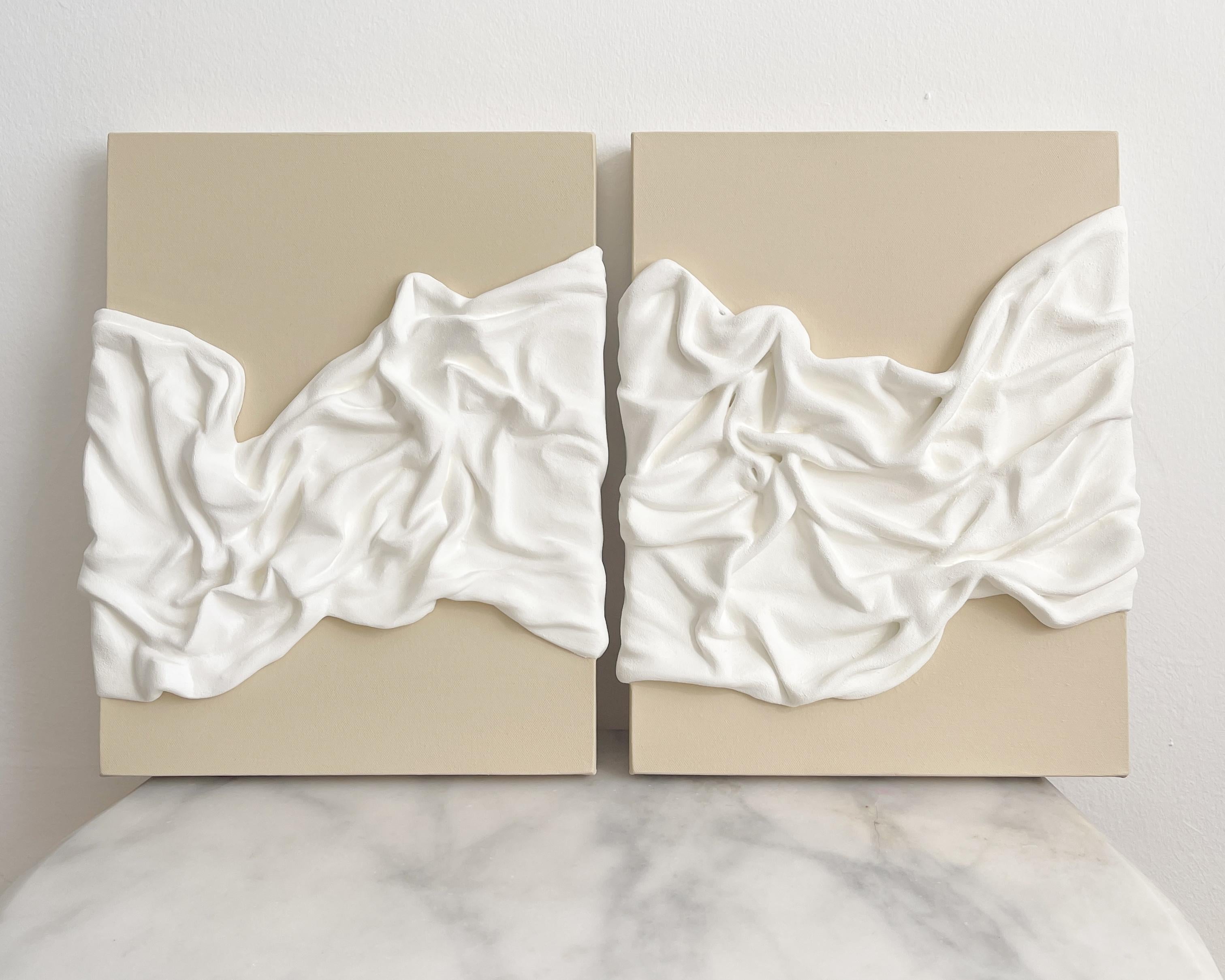 "Essentialism 9.1 - 9.2" diptych clay, plaster, 3D art, textured art - Mixed Media Art by Lesia Danilina
