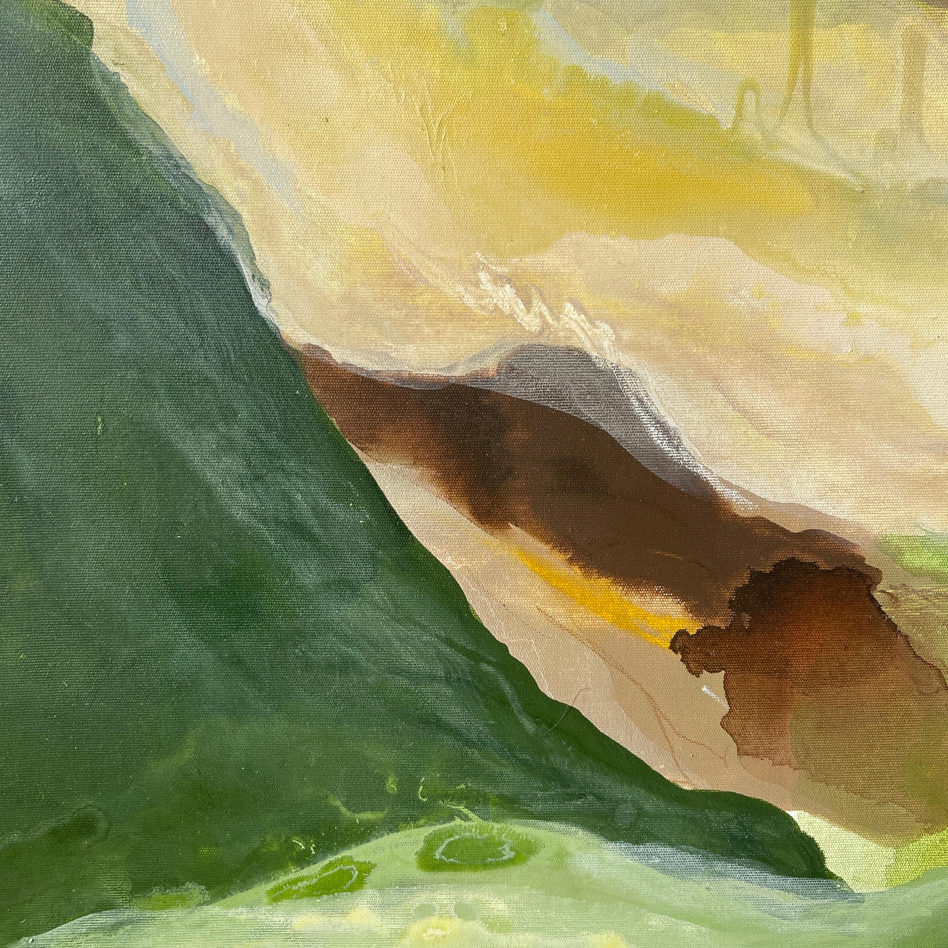 « durabilité » abstrait, vert, jaune, marron, nature, montagnes en vente 2