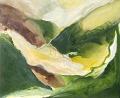 "Sostenibilidad" abstracto, verde, amarillo, marrón, naturaleza, montañas