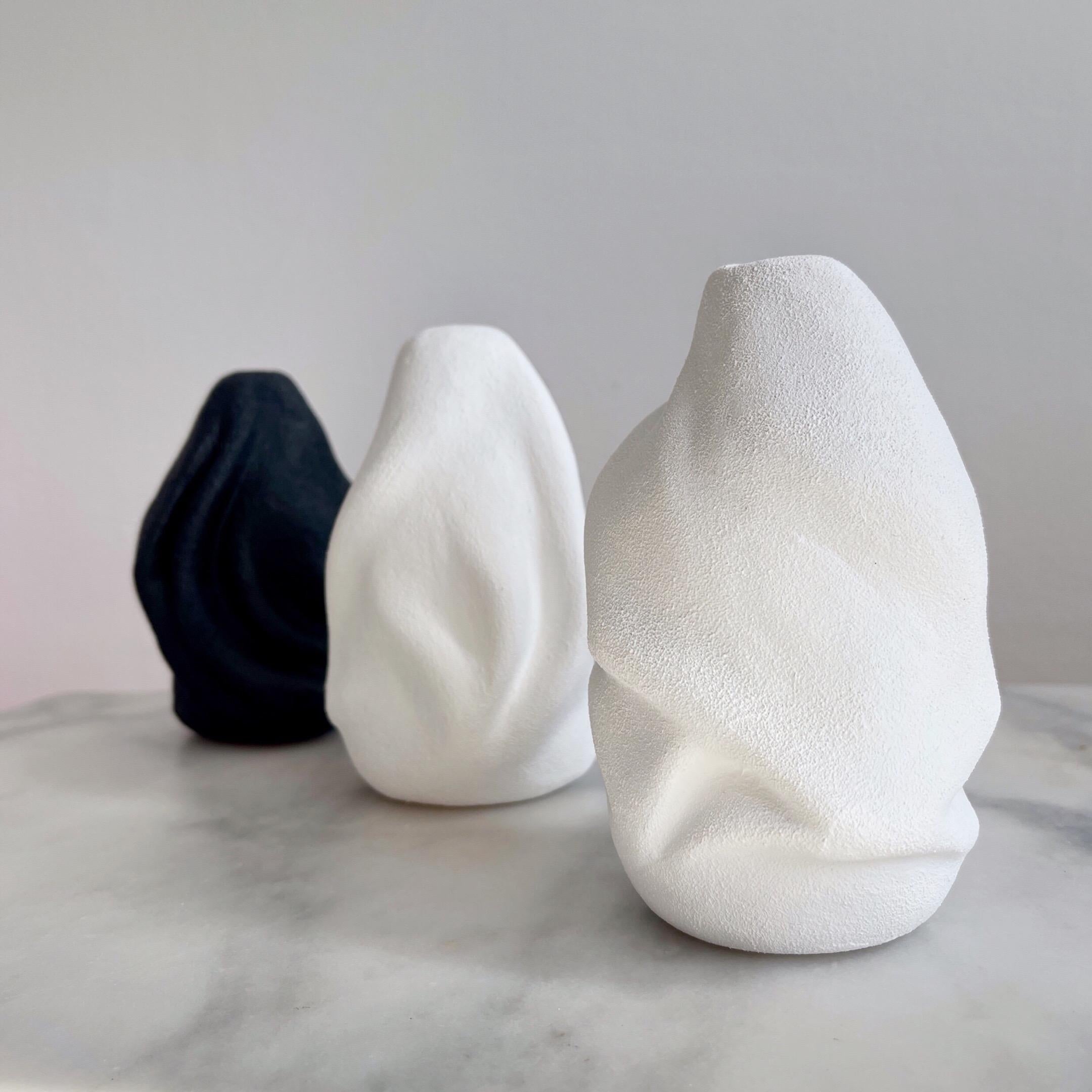 Lesia Danilina Abstract Sculpture - Set Wabi-Vases 1, 2, 3 clay, plaster, glass, ceramics, 3D art, textured art