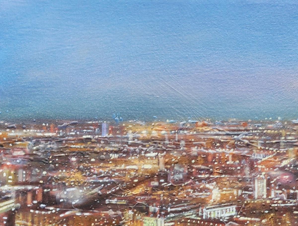 Tower Bridge From The Shard, London Cityscape Painting, Aerial View Art For Sale 2