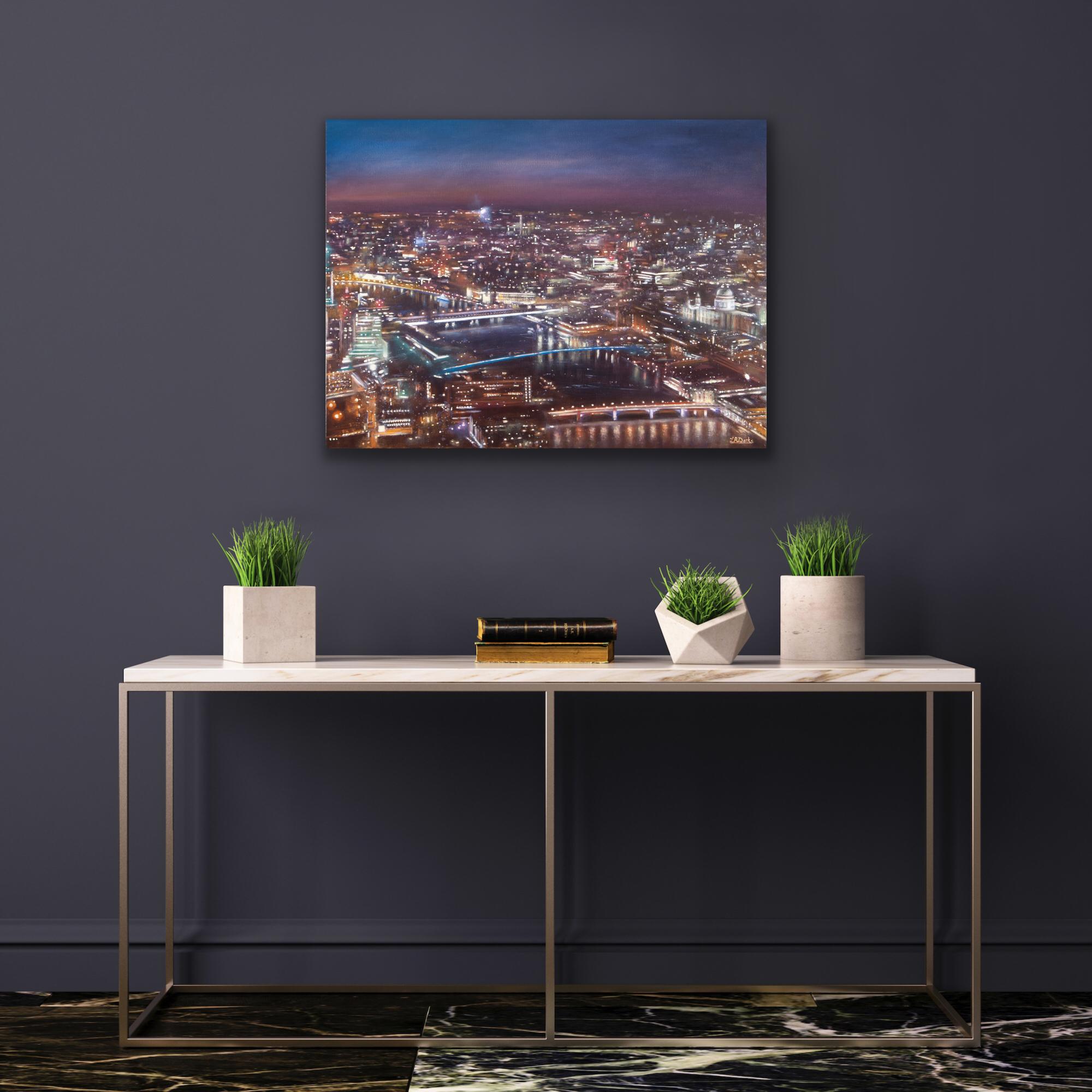 View of St. Pauls from the Shard, Vibrant Cityscape of London, Evening Skyline For Sale 1