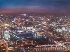 View of St. Pauls from the Shard, lebhafte Stadtansicht von London, Abendhimmel