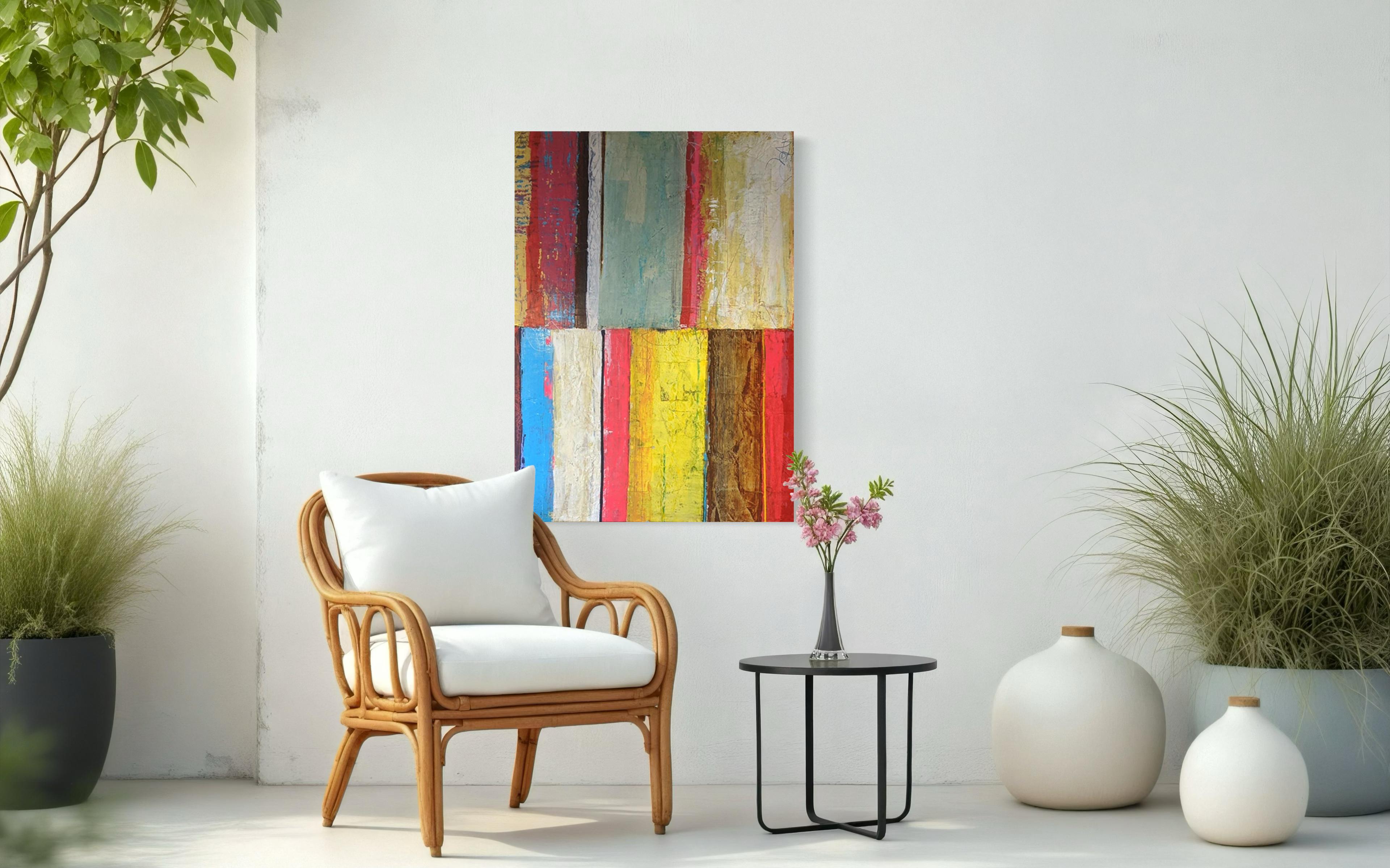 Beach Vibe - Pintura Abstracta en Técnica Mixta por Lesley - Arte Contemporáneo - Painting de Lesley Anne Spowart