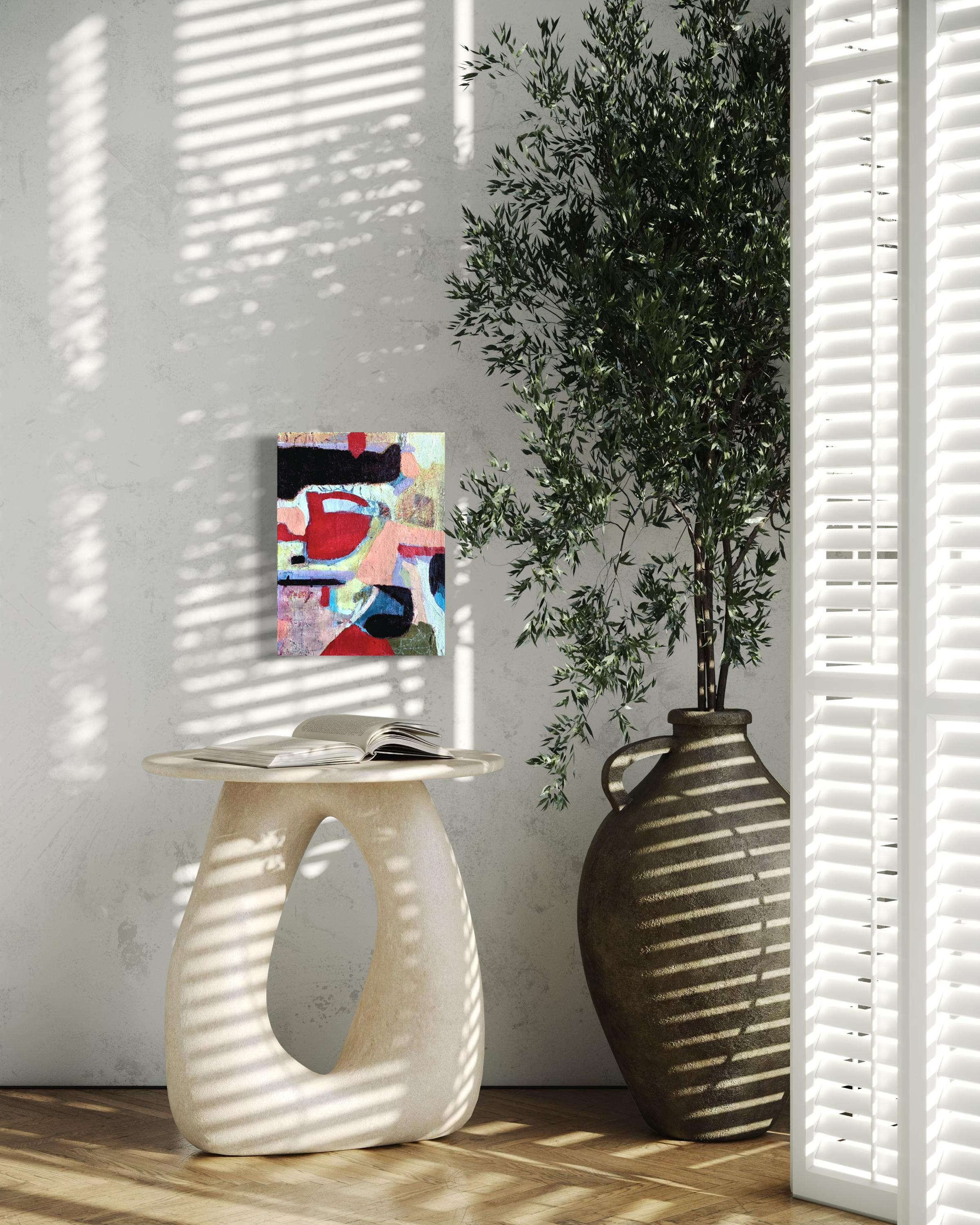 Big Apple - Abstraktes Gemälde in Mischtechnik von Lesley - Zeitgenössische Kunst im Angebot 1