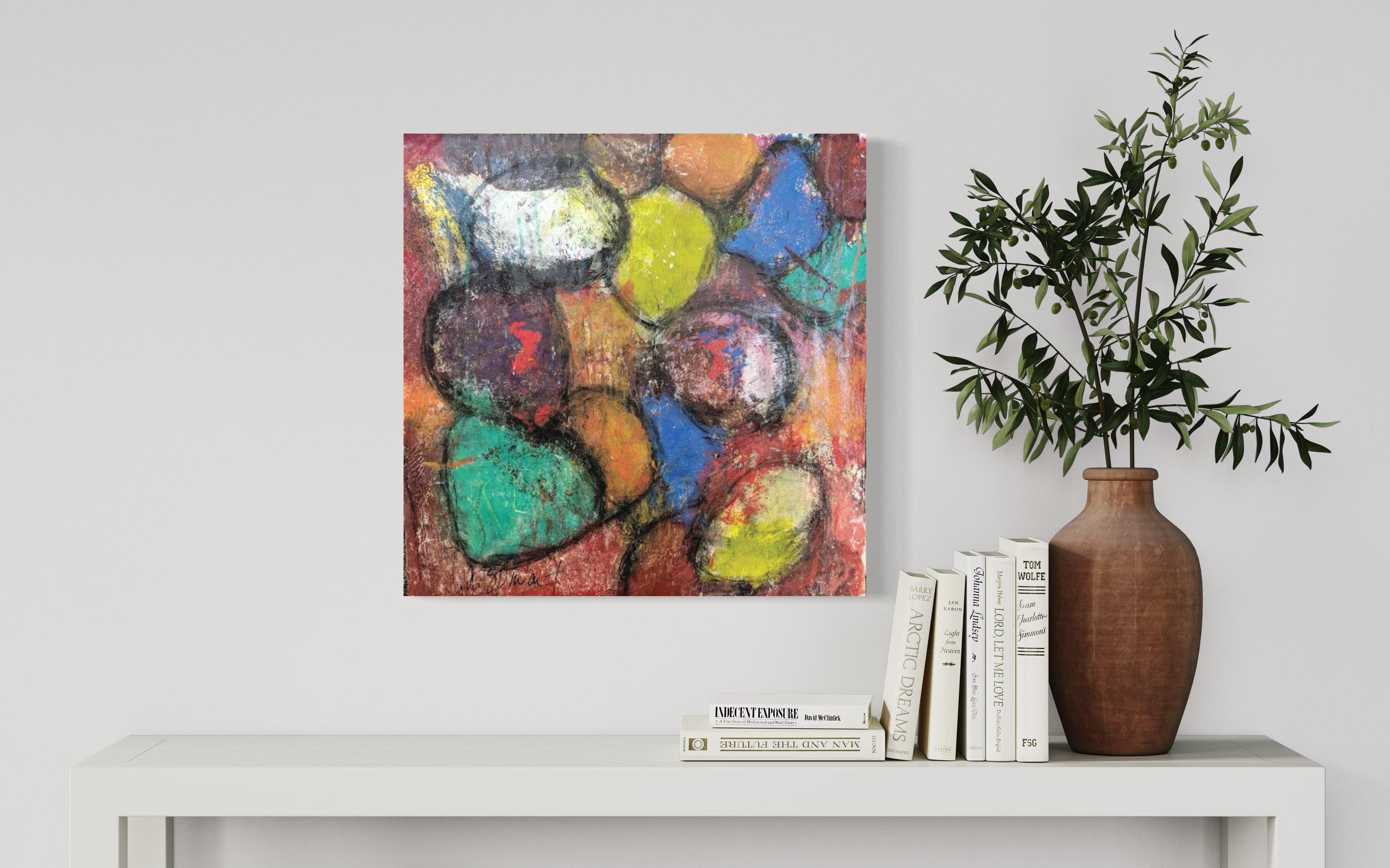 Almendra quemada - Pintura abstracta en técnica mixta de Lesley - Arte contemporáneo en venta 1