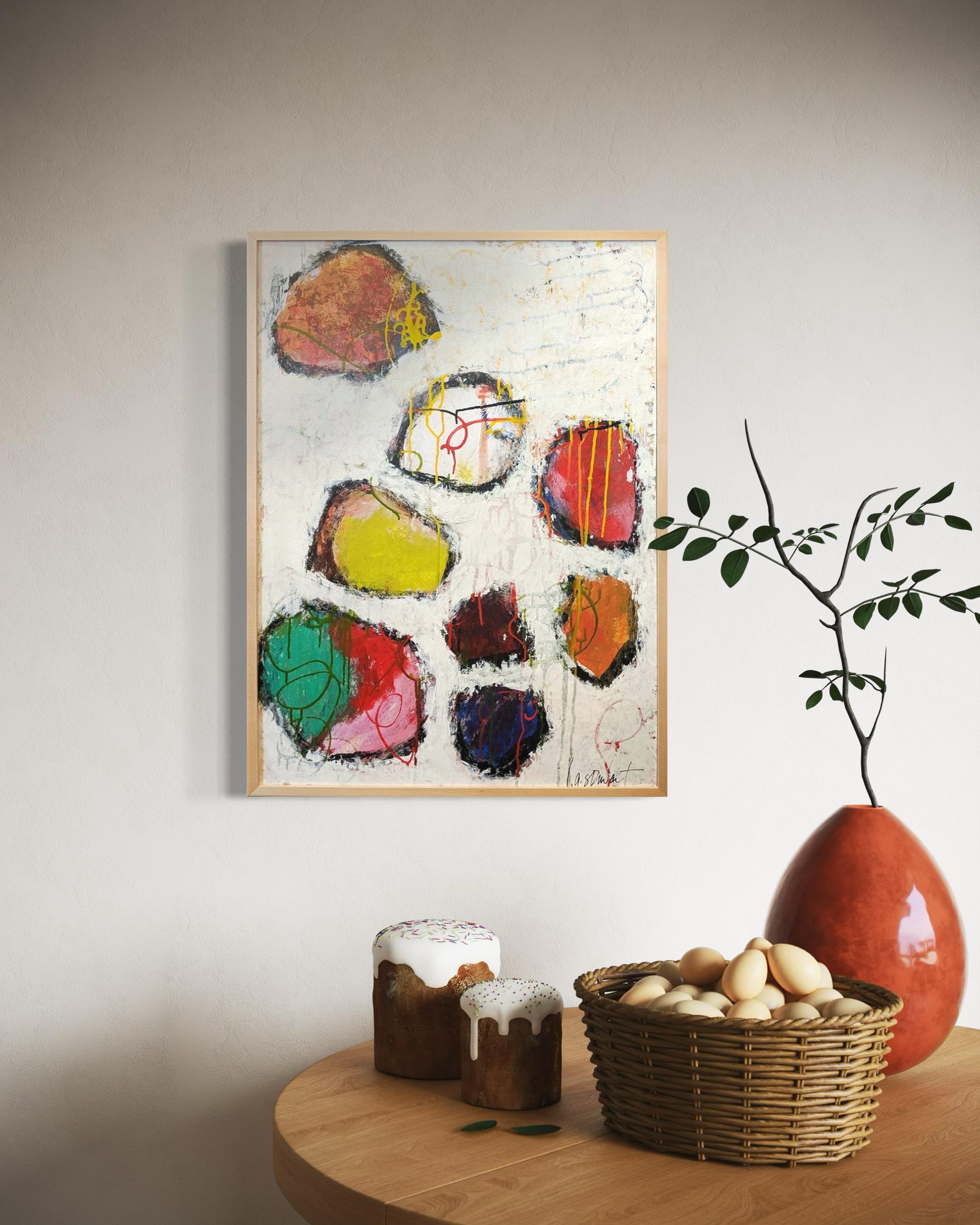 Chroma - Abstraktes Gemälde in Mischtechnik von Lesley - Zeitgenössische Kunst – Painting von Lesley Anne Spowart