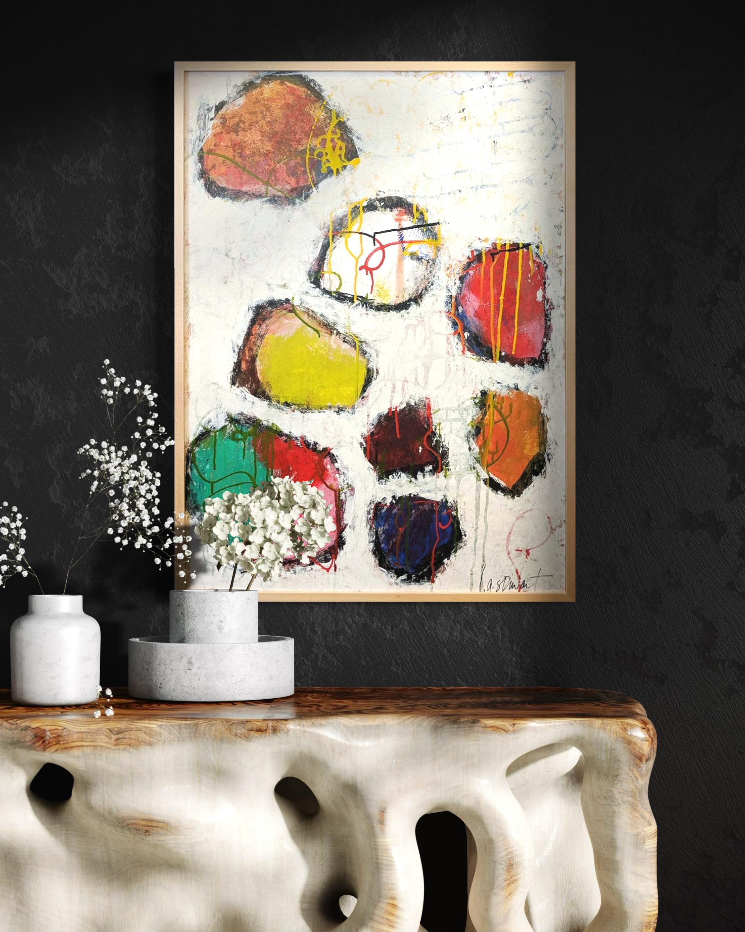 Chroma - Abstraktes Gemälde in Mischtechnik von Lesley - Zeitgenössische Kunst im Angebot 1