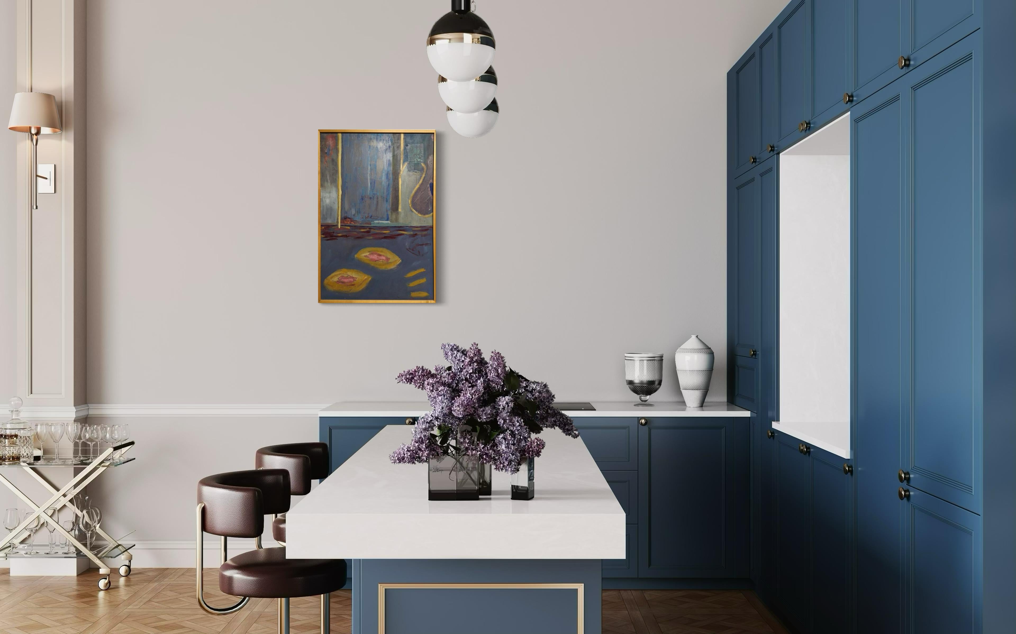 La porta - Quadro astratto a tecnica mista di Lesley - Contemporaneo in vendita 1