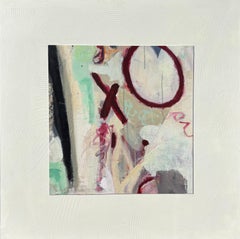 "Adele's Quilt" - Modern Mixed Media Abstract Painting in White and Earth Tones