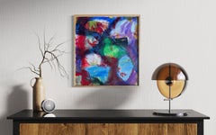 "Azurite II" di Lesley Anne Spowart - Pittura astratta blu, verde e rossa