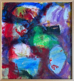 "Azurite II" di Lesley Anne Spowart - Pittura astratta blu, verde e rossa
