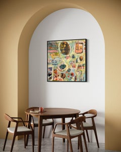 "Beautiful Blue" by Lesley Spowart - Muted and Earth Tone Mixed Media Abstract