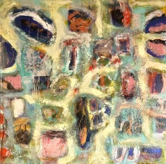 "Azul hermoso II" de Lesley Spowart - Pintura abstracta en pastel y tonos oscuros