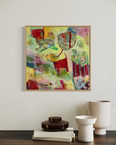 "Bird Dog" - Bright Textured Mixed Media Contemporary Layered Abstract Artwork