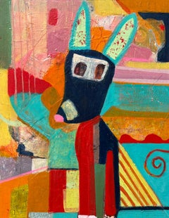 "Buster" di I.L.A. Spowart - Pittura astratta di animali vivaci e giocosi su Wood
