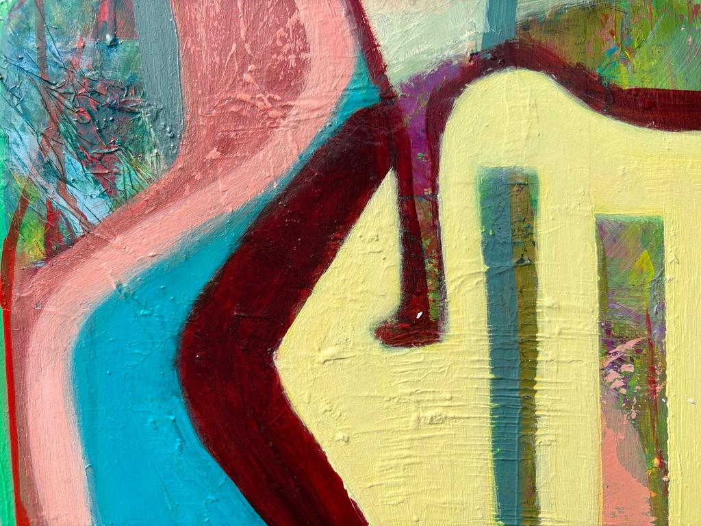 « Dog Park » de Lesley Anne Spowart - Peinture d'animaux abstraits verts et jaunes en vente 4