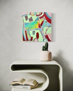 "Dog with Pearls" by L. A. Spowart - Abstract Animal Painting on Wood Panel