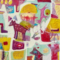 « Dogs Feet on High Places » de Lesley A. Spowart - Peinture abstraite colorée de chien
